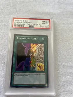 Secret Rare Yugioh Change of Heart Spell Card LCYW-EN124 PSA 9 - Image 1
