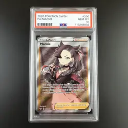PSA 10 Marnie 200/202 Pokemon Sword and Shield Base Holo Graded Card - Image 1