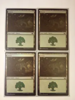 Magic the Gathering MTG Assorted Foil Finish Green Forest Basic Land Cards x12 - Image 3