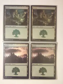 Magic the Gathering MTG Assorted Foil Finish Green Forest Basic Land Cards x12 - Image 4