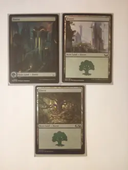 Magic the Gathering MTG Assorted Foil Finish Green Forest Basic Land Cards x12 - Image 5