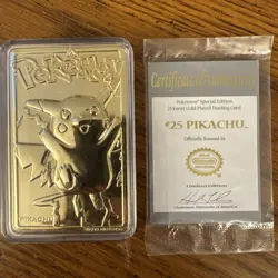 Pikachu Pokemon 23K Gold Plated Trading Card Burger King 1999 - Image 1