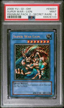 YUGIOH PREMIUM PP02-EN001 SUPER WAR-LION SECRET MISPRINT PSA 9 MINT #68828143 - Image 1