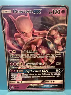 Pokemon Mewtwo GX SM196 Jumbo Holo Promo Card Full Art TCG - Image 1