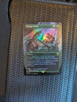 Savage Order Borderless Foil Jurassic World Collection Magic The Gathering Card - Image 1