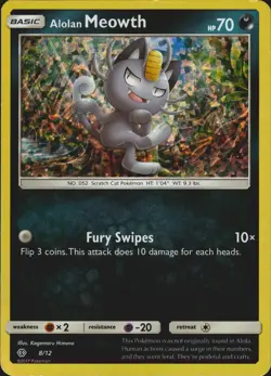 Alolan Meowth 8/12 Holo Promo McDonald's Promos 2017 Pokemon Card LP - Image 1