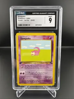 Slowpoke 55/62 Fossil Regular 1st Edition Pokemon Card TCG CGC 9 - Image 1