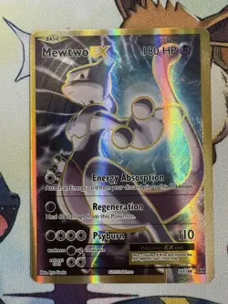 2016 Pokemon TCG Mewtwo EX Full Art Holo Card 103/108 Evolutions Gold NM - Image 1