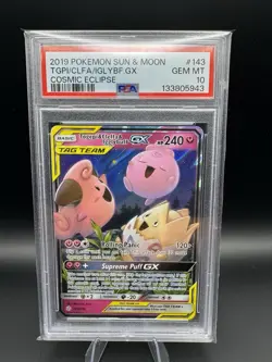 2019 Pokemon Cosmic Eclipse Togepi & Cleffa & Igglybuff GX Card 143/236 PSA 10 - Image 1