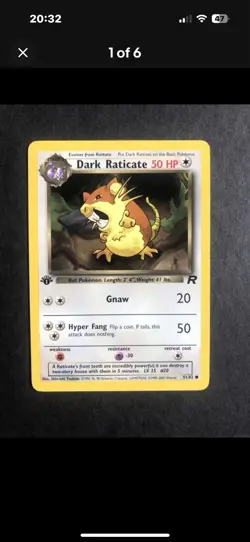 Pokemon TCG Dark Raticate Team Rocket 51 /82 Regular 1st Edition 2 Card Bundle - Image 1