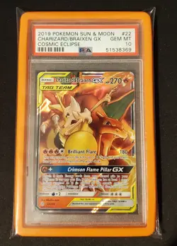 🔥PSA 10 Charizard Braixen GX 22/236 Pokemon Sun & Moon Cosmic Eclipse 2019 🔥 - Image 1