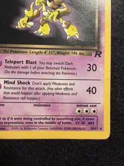 Dark Alakazam 1st Edition No. 18 Non Holo Pokemon Team Rocket LP-MP - Image 4