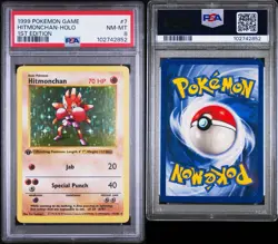 1999 POKEMON HITMONCHAN HOLO BASE SET 1ST ED SHADOWLESS #7 7/102 PSA 8 NM-MT - Image 3