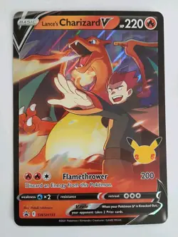 2021 Pokemon Celebrations Lance's Charizard V Black Star Promo SWSH133 (JUMBO) - Image 1