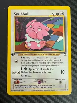 Pokemon TCG Snubbull 74/111 1st Edition Neo Genesis MP - Image 1