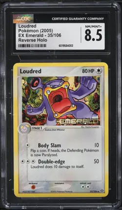 Pokemon Card tcg Reverse Holo Loudred 35/106 CGC 8.5 MINT ex Emerald - Image 1
