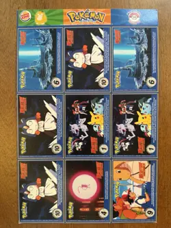POKEMON 1ST MOVIE CARDS 1999 BURGER KING MASTER TRAINER FULL SET 1-20 UNCUT 9PER - Image 1