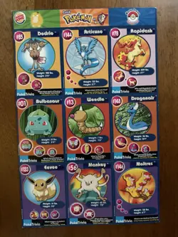 POKEMON 1ST MOVIE CARDS 1999 BURGER KING MASTER TRAINER FULL SET 1-20 UNCUT 9PER - Image 2