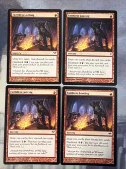 4x Faithless Looting- Dark Ascension/ Duel Decks- NM- Mtg Magic Cards- Playset - Image 1