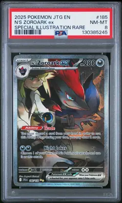 2025 POKEMON JTG EN-JOURNEY TOGETHER #185 N'S ZOROARK EX PSA 8 - Image 1