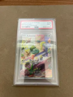 2024 Pokemon Stellar Crown Bulbasaur Illustration Rare Holo PSA 9 Mint 143/142 - Image 1