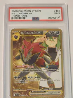 2025 POKEMON JTG EN JOURNEY TOGETHER #189 N'S ZOROARK EX HYPER RARE PSA 9 MINT - Image 1