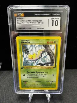 CGC 10 Gem Mint 1999 Pokemon Weedle Base Set 69/102 1st Edition Portuguese - Image 1