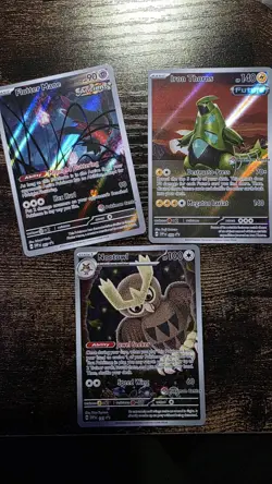 Pokemon Center Promos: Iron Thorns 098, Flutter Mane 097, Noctowl 141. - Image 1