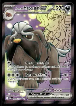 Pokemon TCG SV10: Destined Rivals #218/182 Arven's Mabosstiff ex NM - Image 1