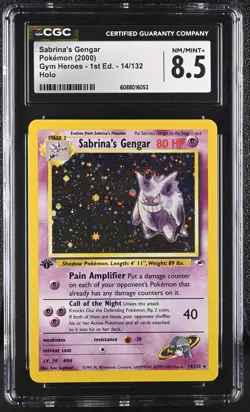 CGC 8.5 Sabrina's Gengar Gym Heroes 1st Edition 14/132 Holo Pokemon Card - Image 1