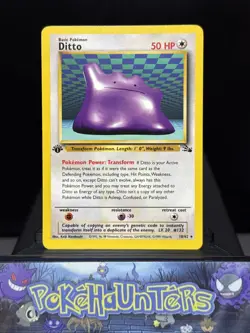 Pokemon Card Ditto 18/62 Fossil Set Non Holo Rare WOTC 1st Edition Light Play - Image 1