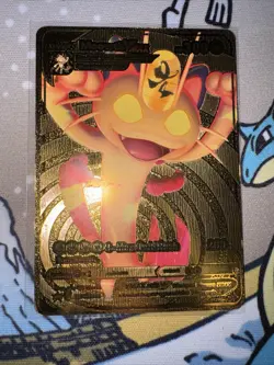 Pokemon Meowth VMAX 300hp Gold Foil Fan Art Collector Card TCG Gigantamax - Image 1