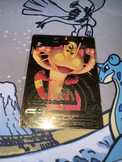 Pokemon Meowth VMAX 300hp Gold Foil Fan Art Collector Card TCG Gigantamax - Image 3