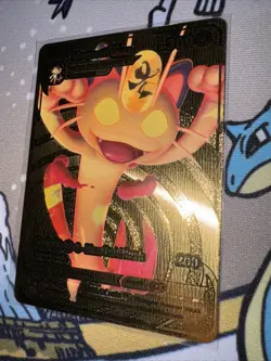 Pokemon Meowth VMAX 300hp Gold Foil Fan Art Collector Card TCG Gigantamax - Image 4