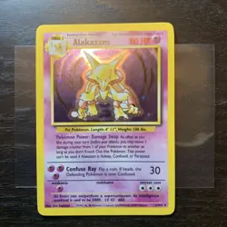 Pokemon TCG Alakazam Holo WOTC 1/102 Base Set Rare 1999 THE FIRST POKEMON CARD - Image 1