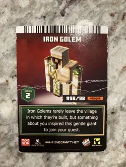 IRON GOLEM Minecraft Dungeons Arcade Card Very Rare 98/98 - CREASED! - Image 2