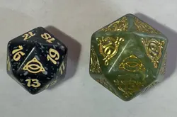 MTG Lord of the Rings GREEN D20 Spindown w/ Small Black LoTR Spindown Dice - Image 1