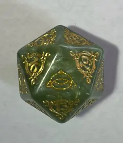 MTG Lord of the Rings GREEN D20 Spindown w/ Small Black LoTR Spindown Dice - Image 5