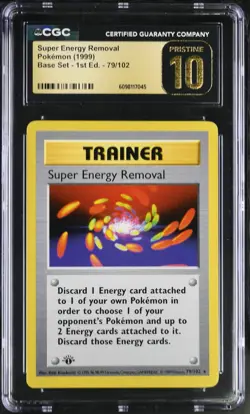 CGC 10 PRISTINE Super Energy Removal Base Set 1st Edition 79/102 Pokemon - Image 1