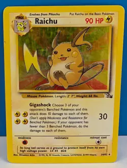 Raichu 14/62 Holo Foil Fossil Pokemon Card TCG WOTC Heavily Played - Image 1