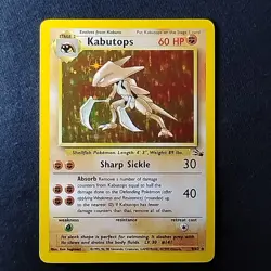 Pokemon TCG Kabutops Fossil 9/62 Unlimited Holo Rare LP - Image 1