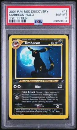 2001 Pokemon Neo Discovery 13 Umbreon Holo 1st Edition PSA 8 Nm Mt - Image 1