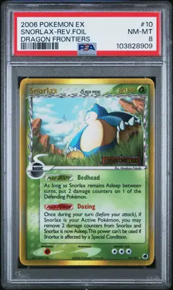 PSA 8 2006 POKEMON EX DRAGON FRONTIERS #10 SNORLAX-REV.FOIL DRAGON FRONTIERS - Image 1