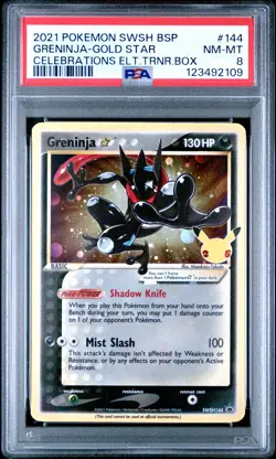 2021 POKEMON SWSH BLACK STAR PROMO #144 GRENINJA-GOLD STAR PSA 8 - Image 1