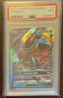 2017 Pokemon SUn & Moon Base Lapras GX #35 FA PSA 9 Mint - Image 1