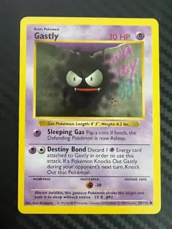 Pokemon TCG Gastly 50/102 WotC Base Set Shadowless LP - Image 1