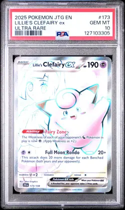 2025 POKEMON JTG EN-JOURNEY TOGETHER ULTRA RARE #173 LILLIE'S CLEFAIRY EX PSA 10 - Image 1