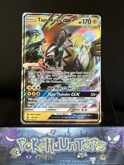 Pokemon Card Tapu Koko GX 47/145 Guardians Rising Half Art Ultra Rare L/P - Image 1