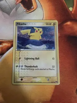 Pikachu MISPRINT 12/17 Pop Series 5 HOLO Damaged Pokemon Trading Card Game - Image 1