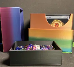 Deck Card Box w/Dice Tray - Holds 100 + Sleeved Cards - Multi Color- MTG/Pokemon - Image 1